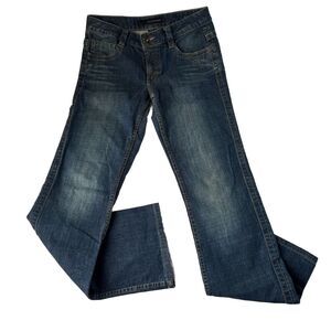 Calvin Klein Womens LEAN BOOTCUT Jeans Size 6 Blue Dark Wash Stretch Denim